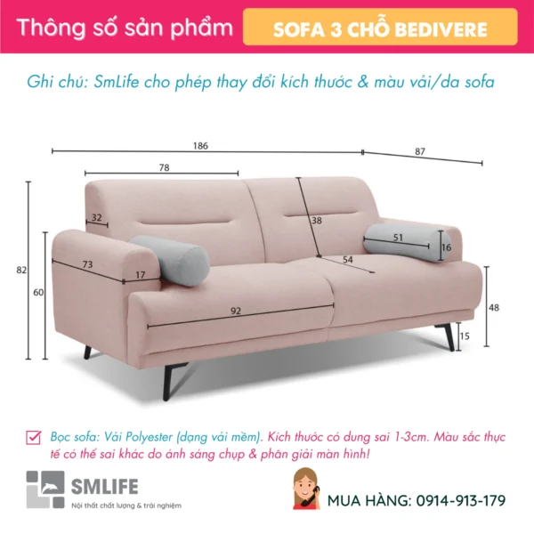 Ghế sofa vải cao cấp phòng khách BEDIVERE (2)