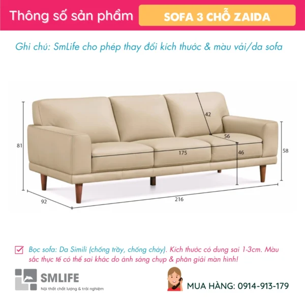 Ghế sofa văng bọc da sang trọng ZAIDA (2)