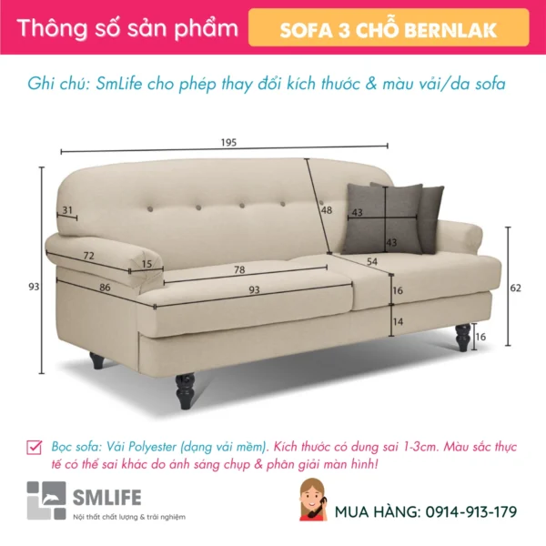 Ghế sofa văng bọc vải sang trọng BERNLAK (2)