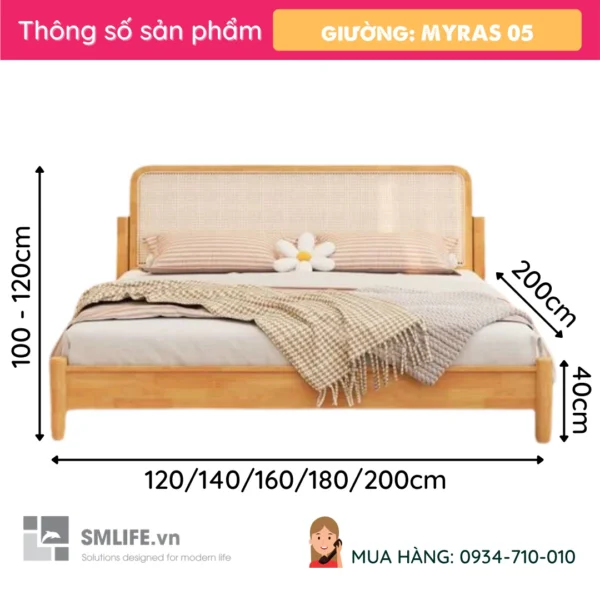 Giường gỗ tự nhiên Myras 05 (2)