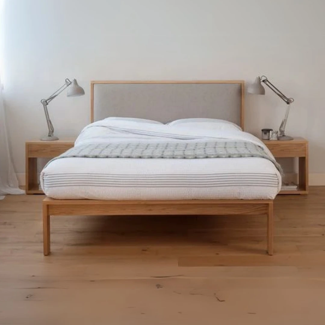 Giuong go tu nhien boc nem dau giuong Sola Giường gỗ tự nhiên bọc nệm đầu giường Sola