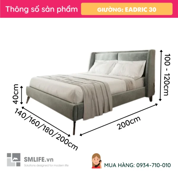 Giường ngủ bọc vải hiện đại Eadric 30 (2)