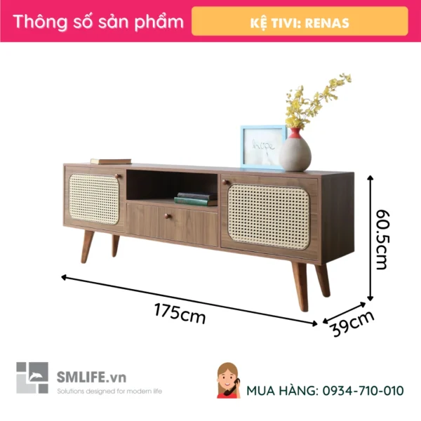 Kệ tivi gỗ MDF cánh mây Renas (2)