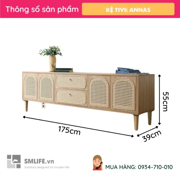 Kệ tivi gỗ cánh mây hiện đại Annas (7)