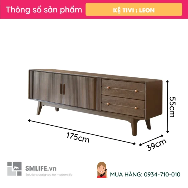 Kệ tivi gỗ tự nhiên Leon (2)