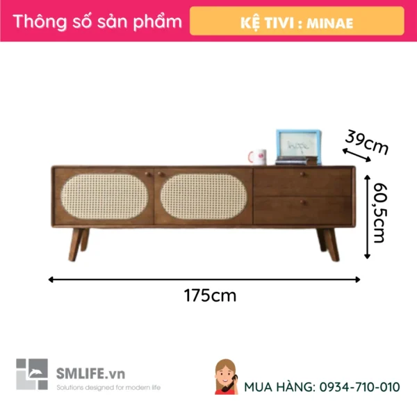 Kệ tivi gỗ tự nhiên Minae (6)