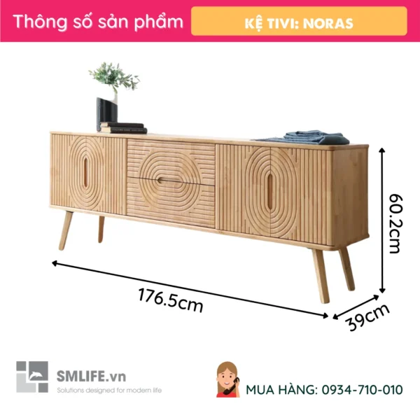 Kệ tivi gỗ tự nhiên Noras (2)