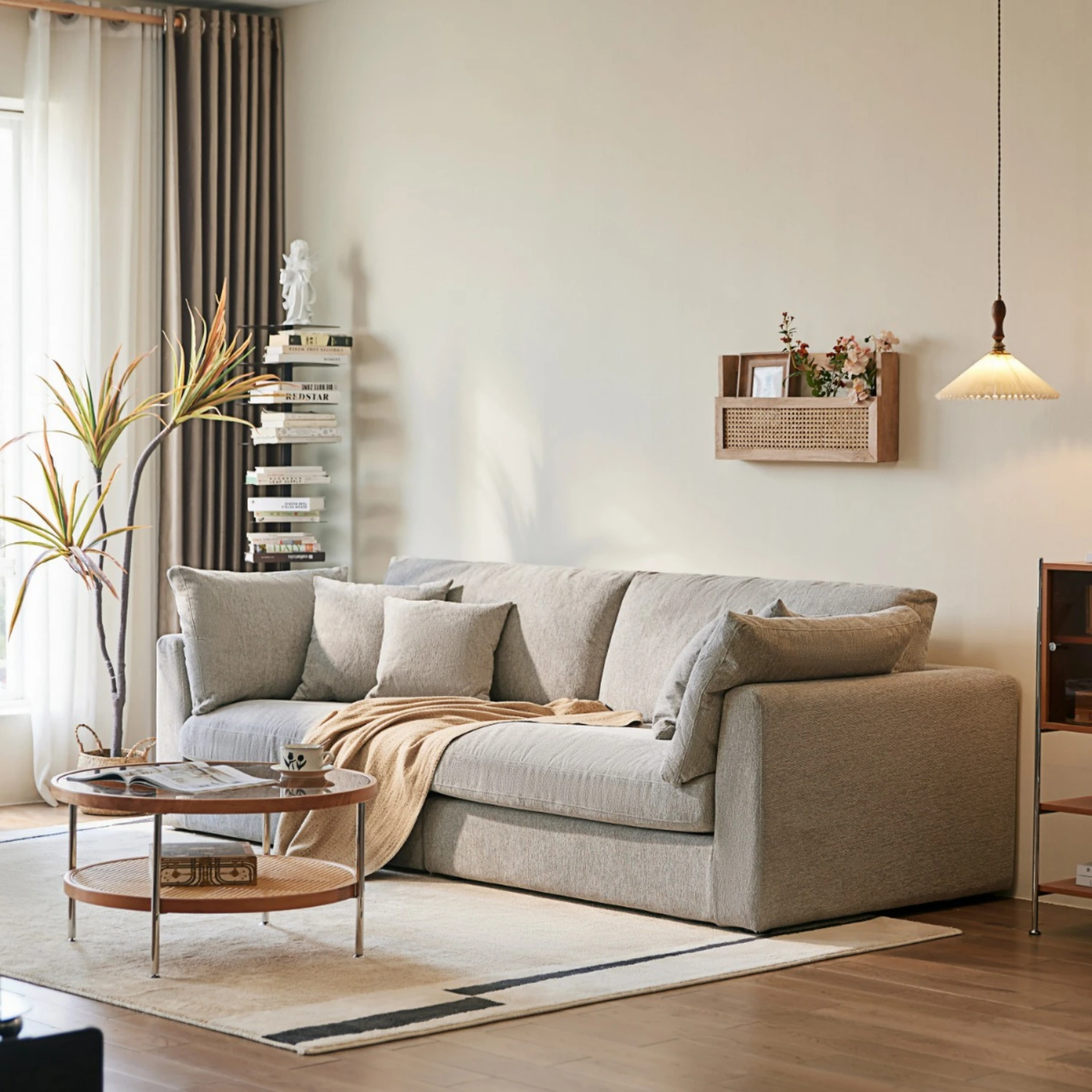 Mau ghe sofa vai hien dai 4 cho kem ghe don GEOVANA 9