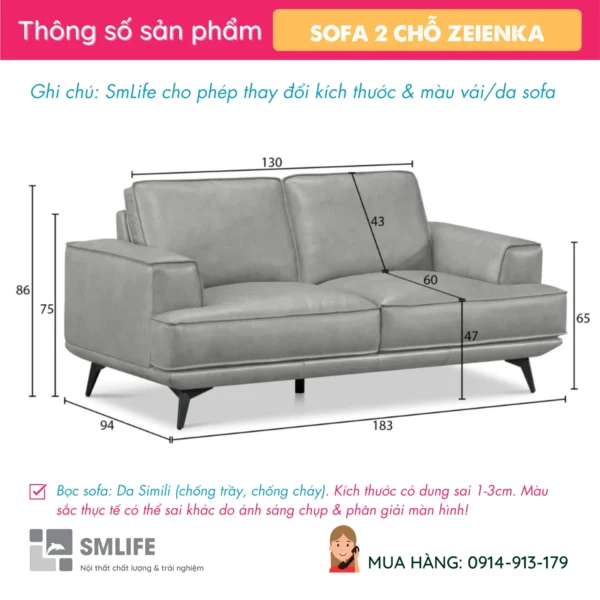 Mẫu ghế sofa văng da hiện đại ZEIENKA (2)