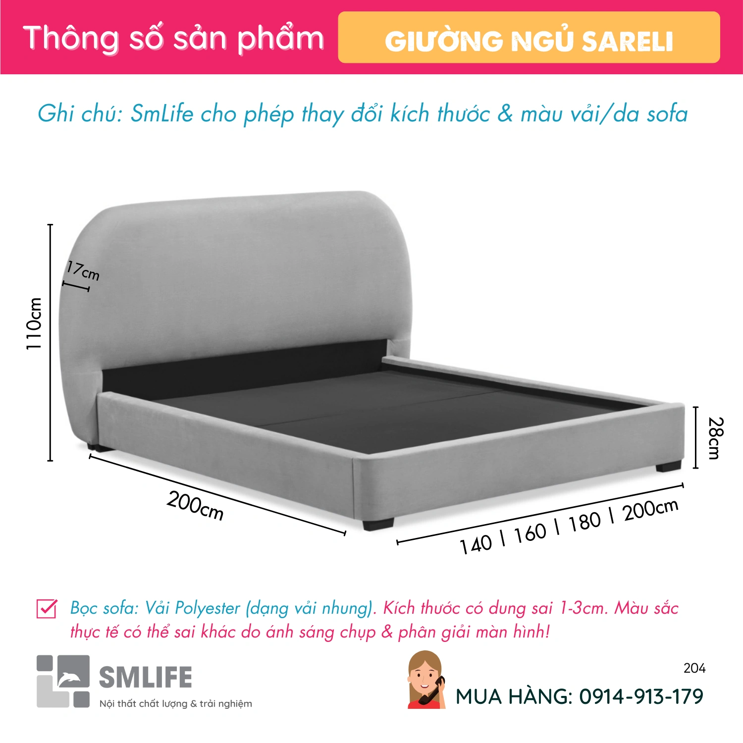 Mau giuong boc nem hien dai Sareli 2 1 Mau giuong boc nem hien dai Sareli 2 1