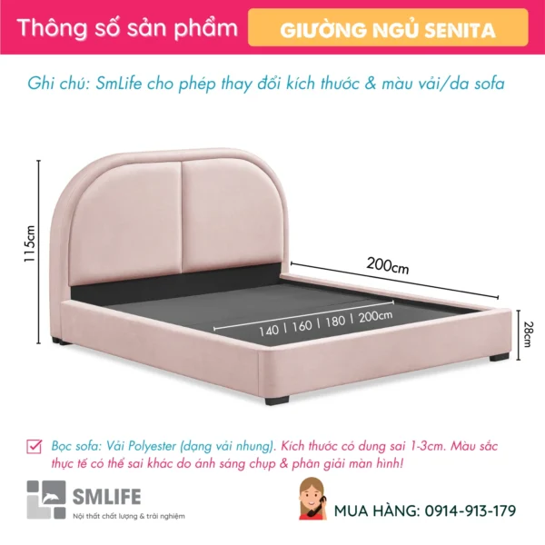 Mẫu giường bọc nệm sang trọng Senita (2)