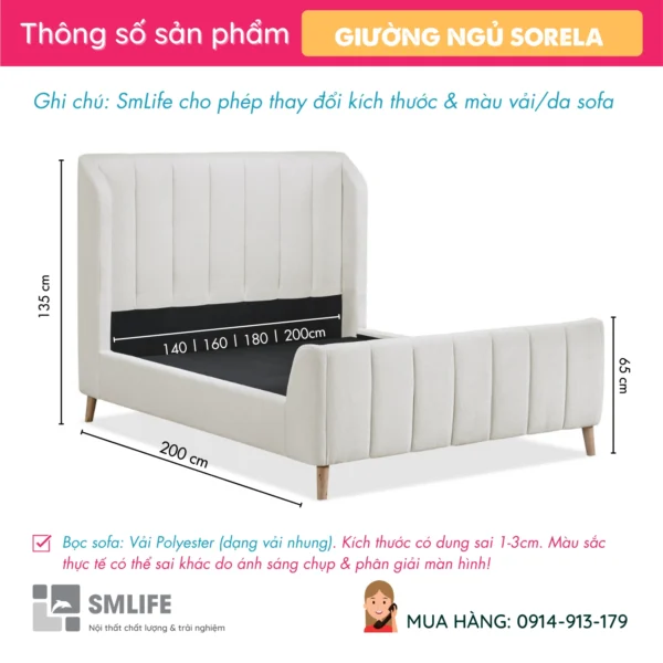 Mẫu giường bọc nệm sang trọng Sorela (2)