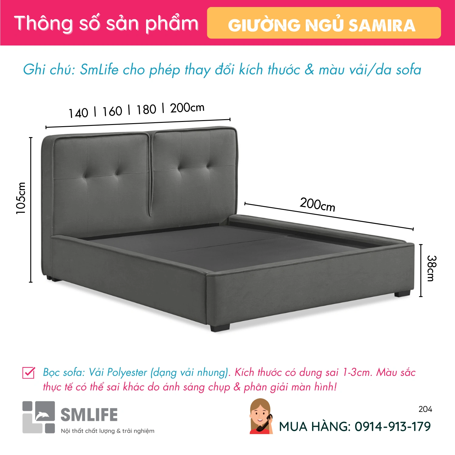 Mau giuong ngu boc nem cao cap Samira 2 1 Mau giuong ngu boc nem cao cap Samira 2 1