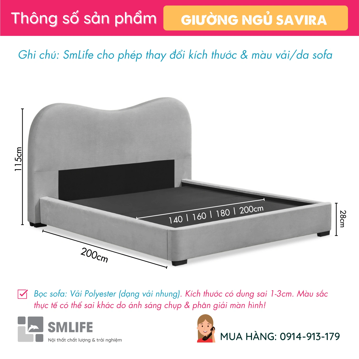 Mau giuong ngu boc vai hien dai Savira 2 1 Mau giuong ngu boc vai hien dai Savira 2 1