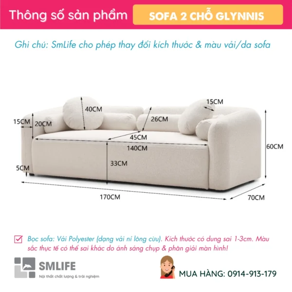 Mẫu sofa băng bọc vải nỉ chất lượng GLYNNIS (2)