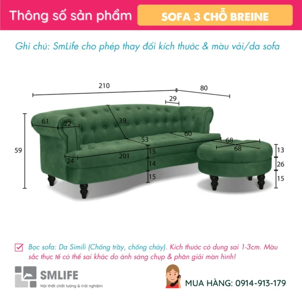 Mẫu sofa văng kèm ghế đôn cổ điển BREINE (2)