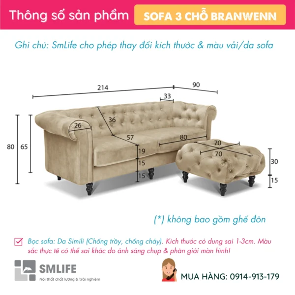 Sofa băng da cao cấp 3 chỗ BRANWENN (2)