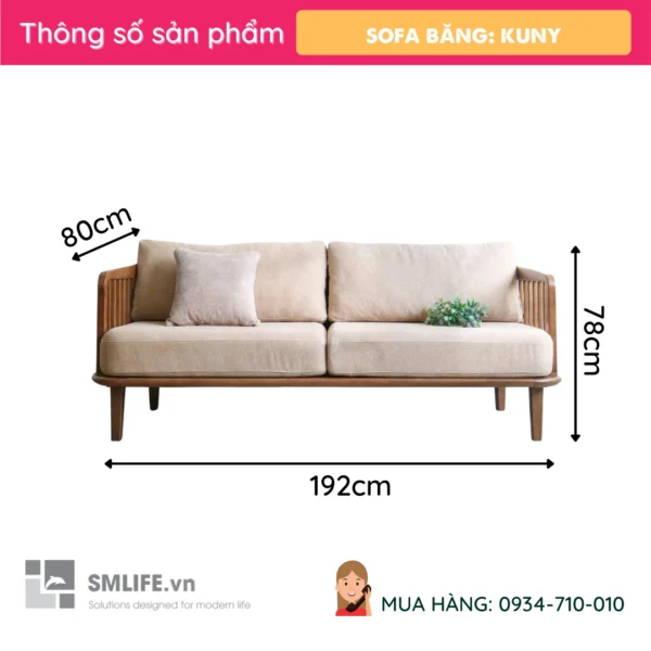 Sofa băng gỗ tự nhiên Kuny (2)