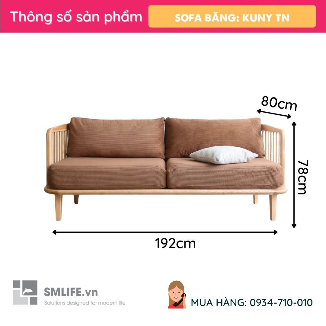 Sofa bang go tu nhien Kuny TN 13