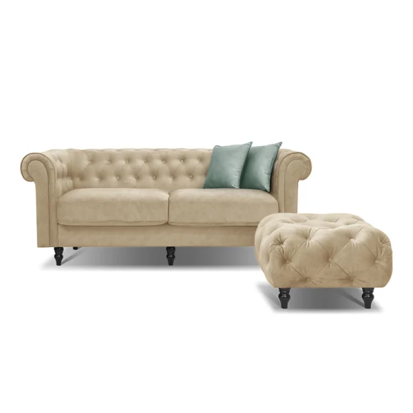 Sofa da phòng khách có tựa liền kèm ghế đôn BRANWENN