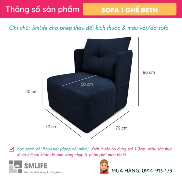 Sofa đơn vải sang trọng BETH (2)