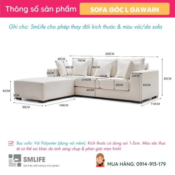 Sofa góc chữ L đẳng cấp tựa rời GAWAIN (2)
