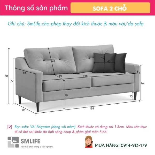 Sofa vải cao cấp thiết kế 3 chỗ tựa rời AEMILIA (2)