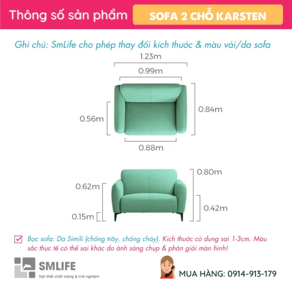 Sofa văng da 2 chỗ KARSTEN (2)