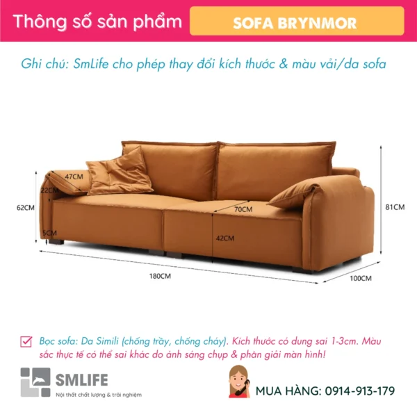 Sofa văng da 2 chỗ tựa rời BRYNMOR (2)