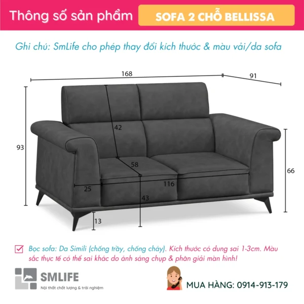 Sofa văng da hiện đại BELLISSA (2)
