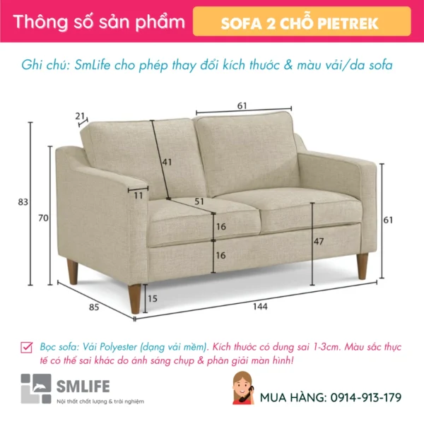 Sofa văng vải 2 chỗ PIETREK (2)