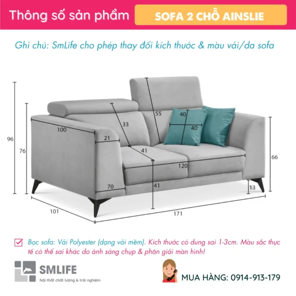 Sofa văng vải 2 chỗ tựa gật gù AINSLIE (2)