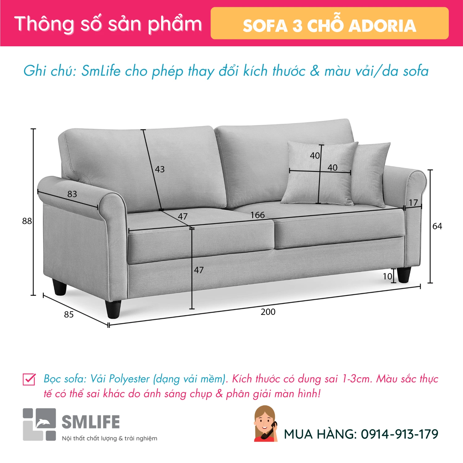 Sofa vang vai dang cap ADORIA 2 Sofa vang vai dang cap ADORIA 2