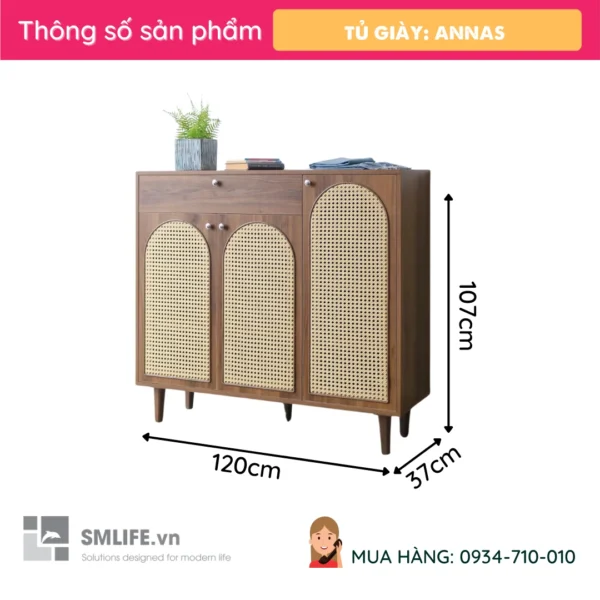 Tủ giày gỗ cánh mây hiện đại Annas (2)