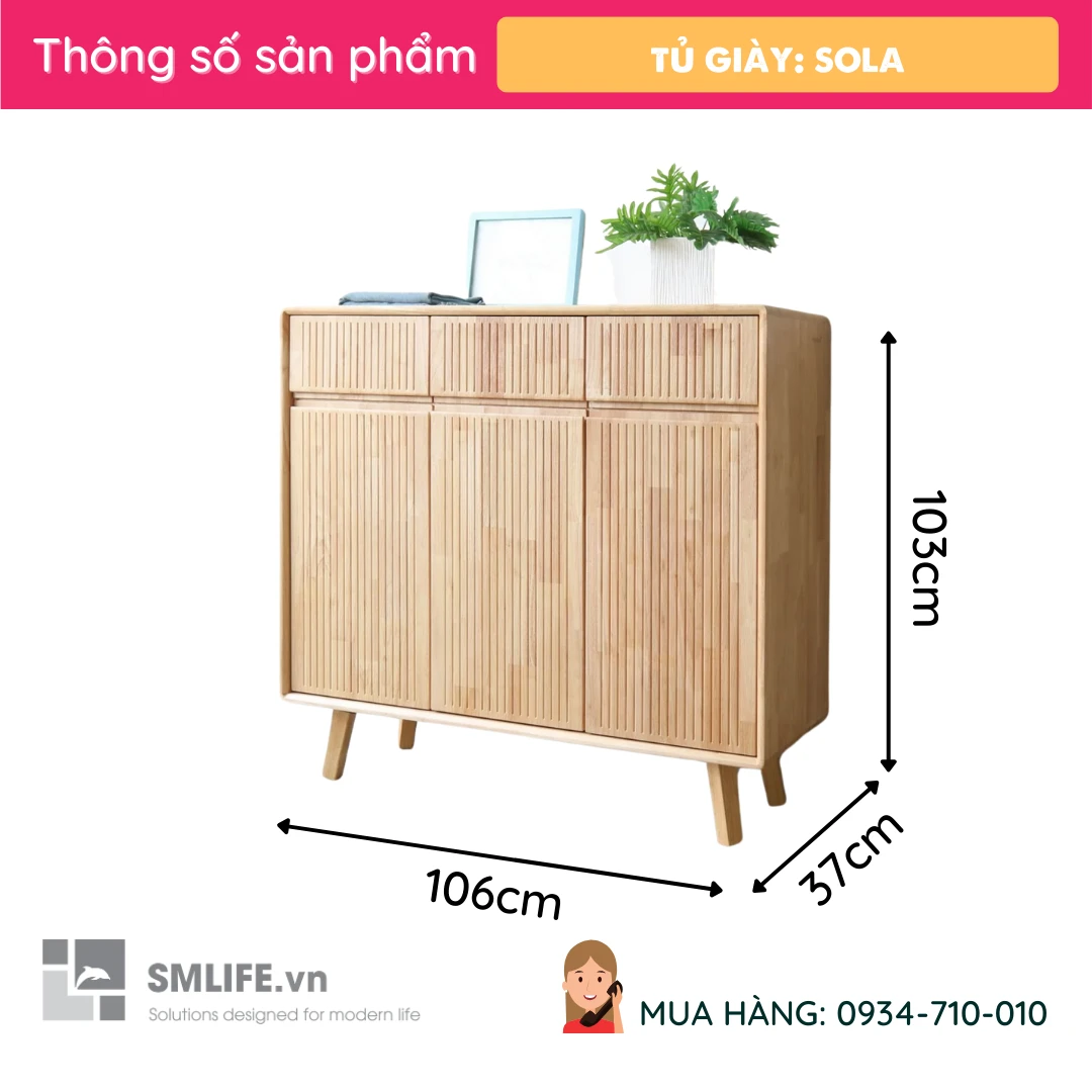 Tu giay go tu nhien Sola 2 Tu giay go tu nhien Sola 2