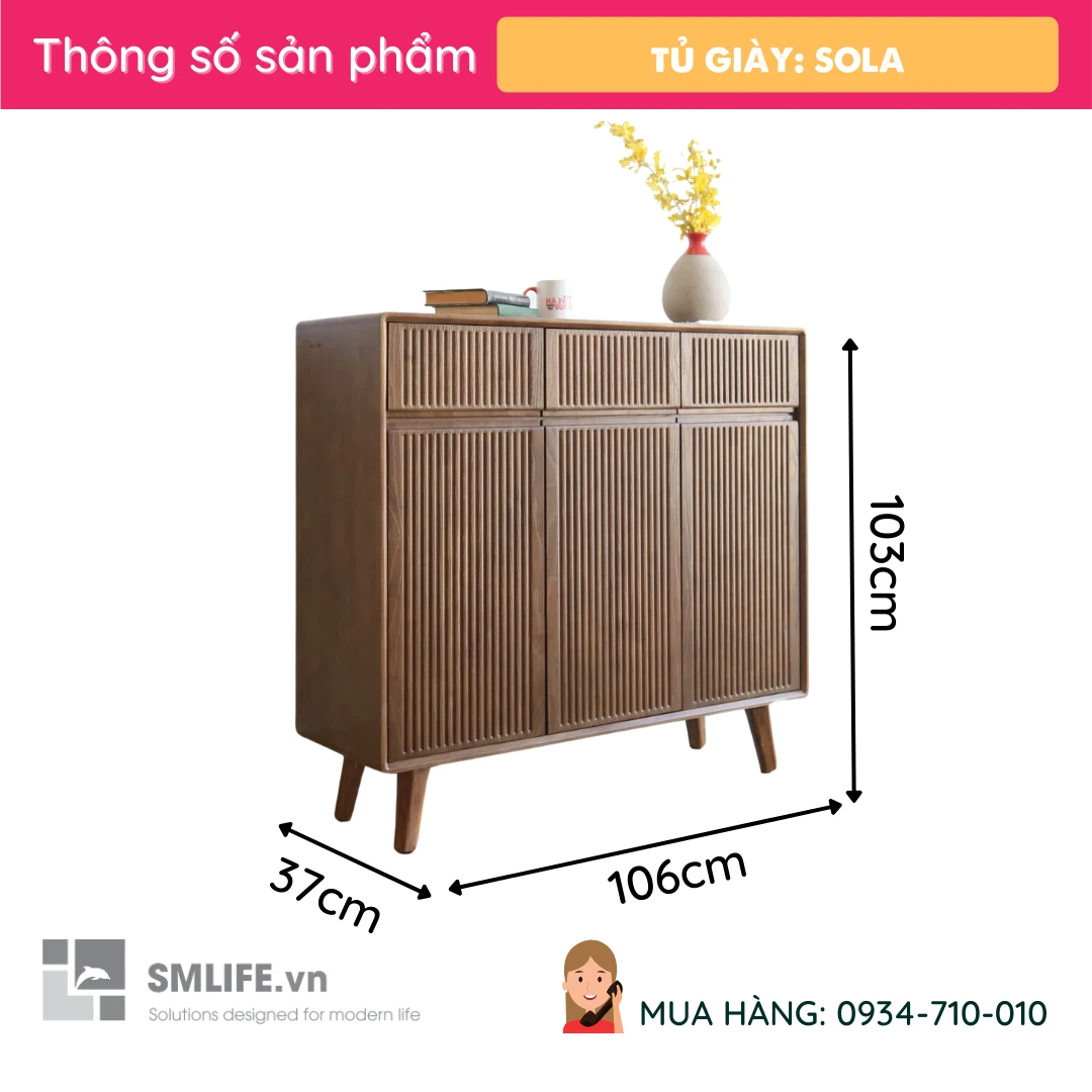 Tu giay go tu nhien Sola 8 Tủ giày gỗ tự nhiên Sola (8)