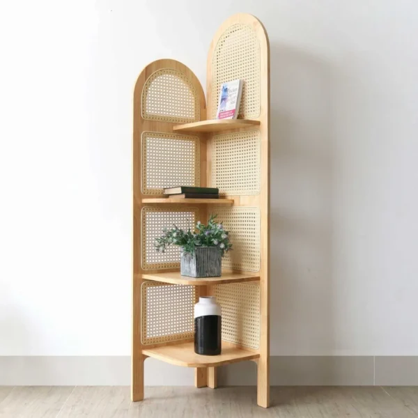 Tủ góc gỗ tự nhiên kết hợp mây nhân tạo Annas (6)