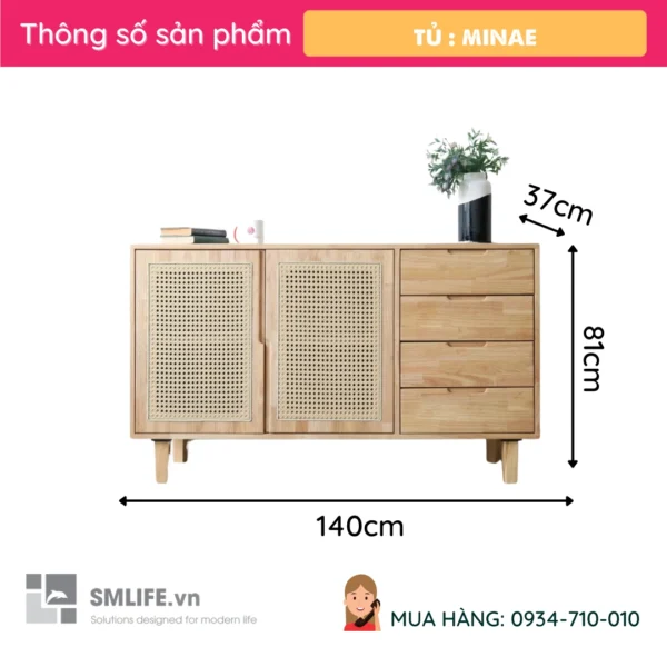 Tủ trang trí gỗ tự nhiên Minae (2)