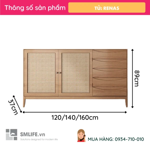 Tủ trang trí gỗ tự nhiên Renas (2)