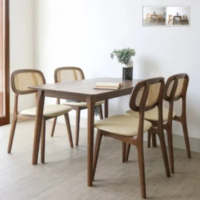 Bộ bàn ăn 4 ghế gỗ tự nhiên Minae