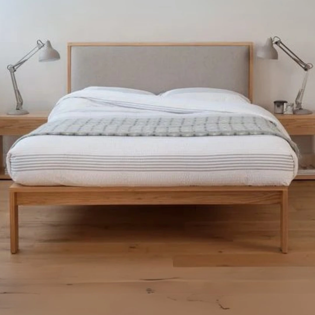 Giuong go tu nhien boc nem dau giuong Sola Giường gỗ tự nhiên bọc nệm đầu giường Sola