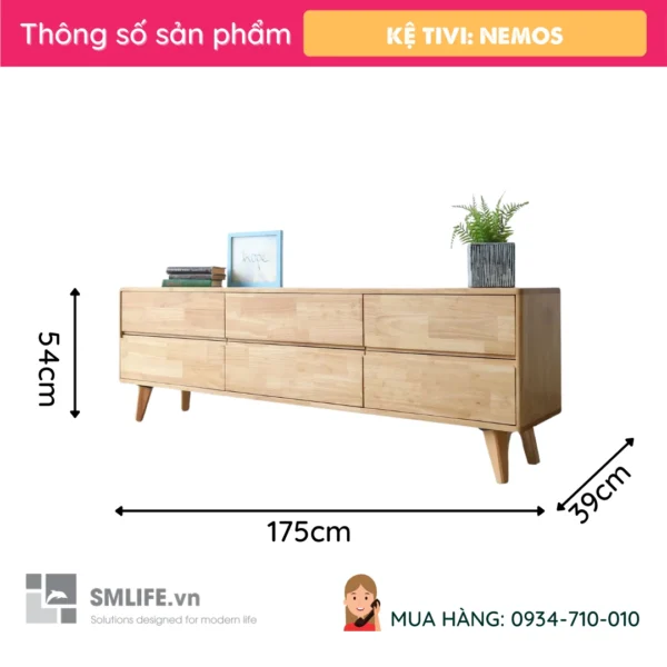 Kệ tivi gỗ tự nhiên Nemos (2)