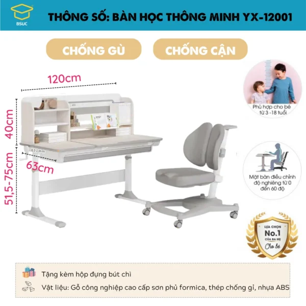 Ban hoc sinh thong minh dieu chinh chieu cao BSUC YX12001 2