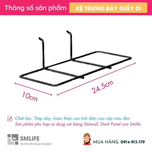 Ke trung bay giay don gian cai Slatwall 2