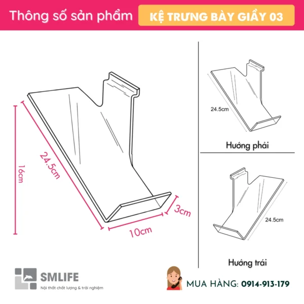 Ke trung bay giay mica cai Slatwall 2