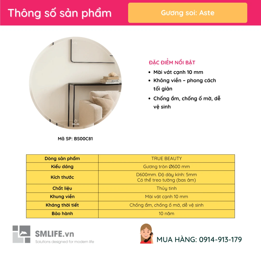 Guong soi hinh tron GLS D60cm ASTE 1 Guong soi hinh tron GLS D60cm ASTE 1
