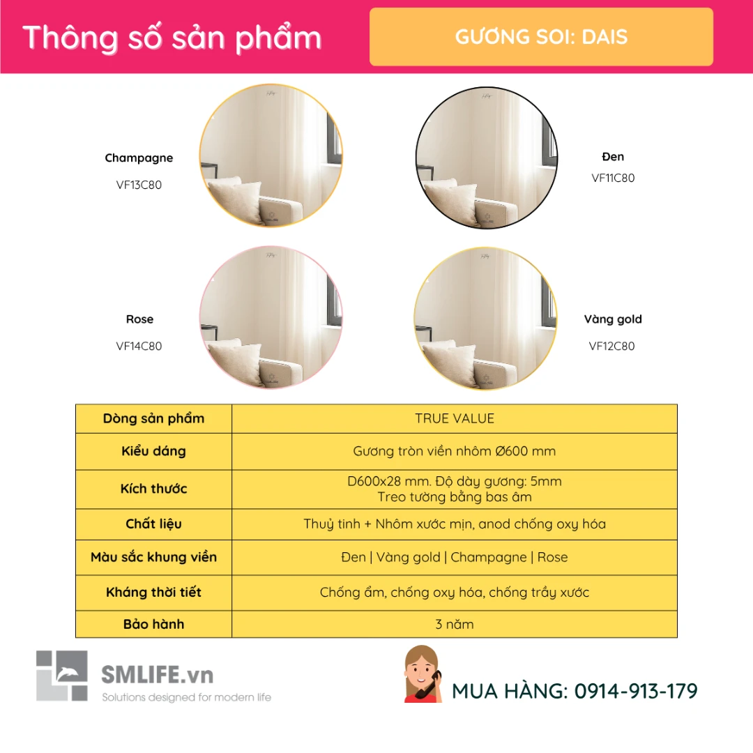 Guong tron vien nhom GLS D60cm nhieu mau DAIS 2 Guong tron vien nhom GLS D60cm nhieu mau DAIS 2