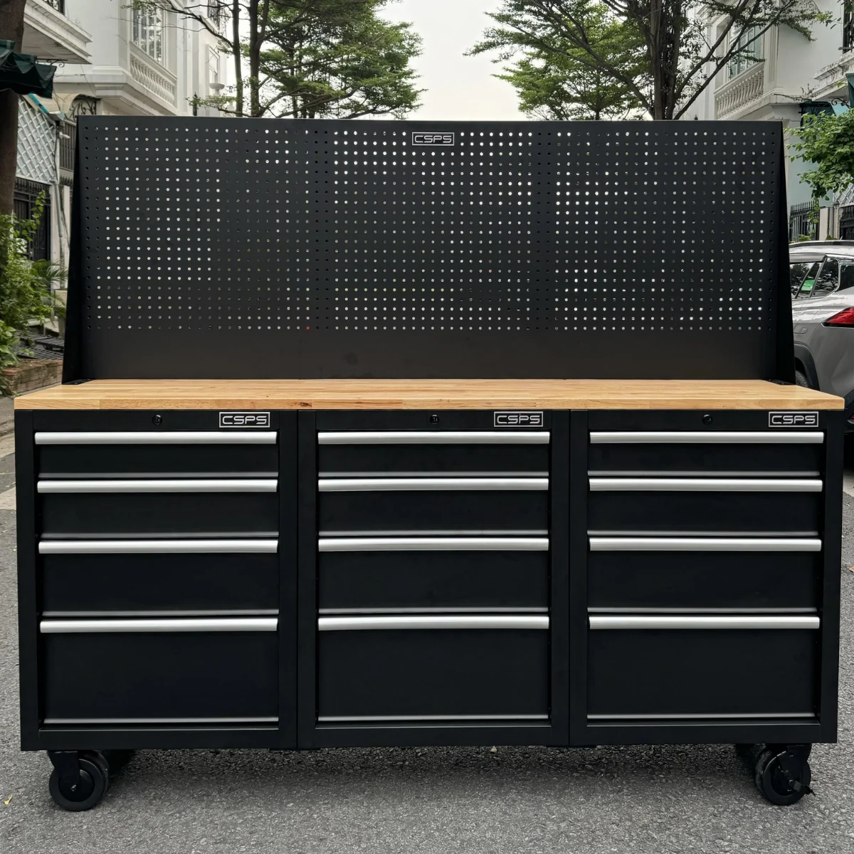 Ban nguoi co khi CSPS 183cm 3 tu 12 hoc keo kem vach pegboard 12 Bàn nguội cơ khí CSPS 183cm, 3 tủ 12 hộc kéo kèm vách Pegboard - Ảnh 11