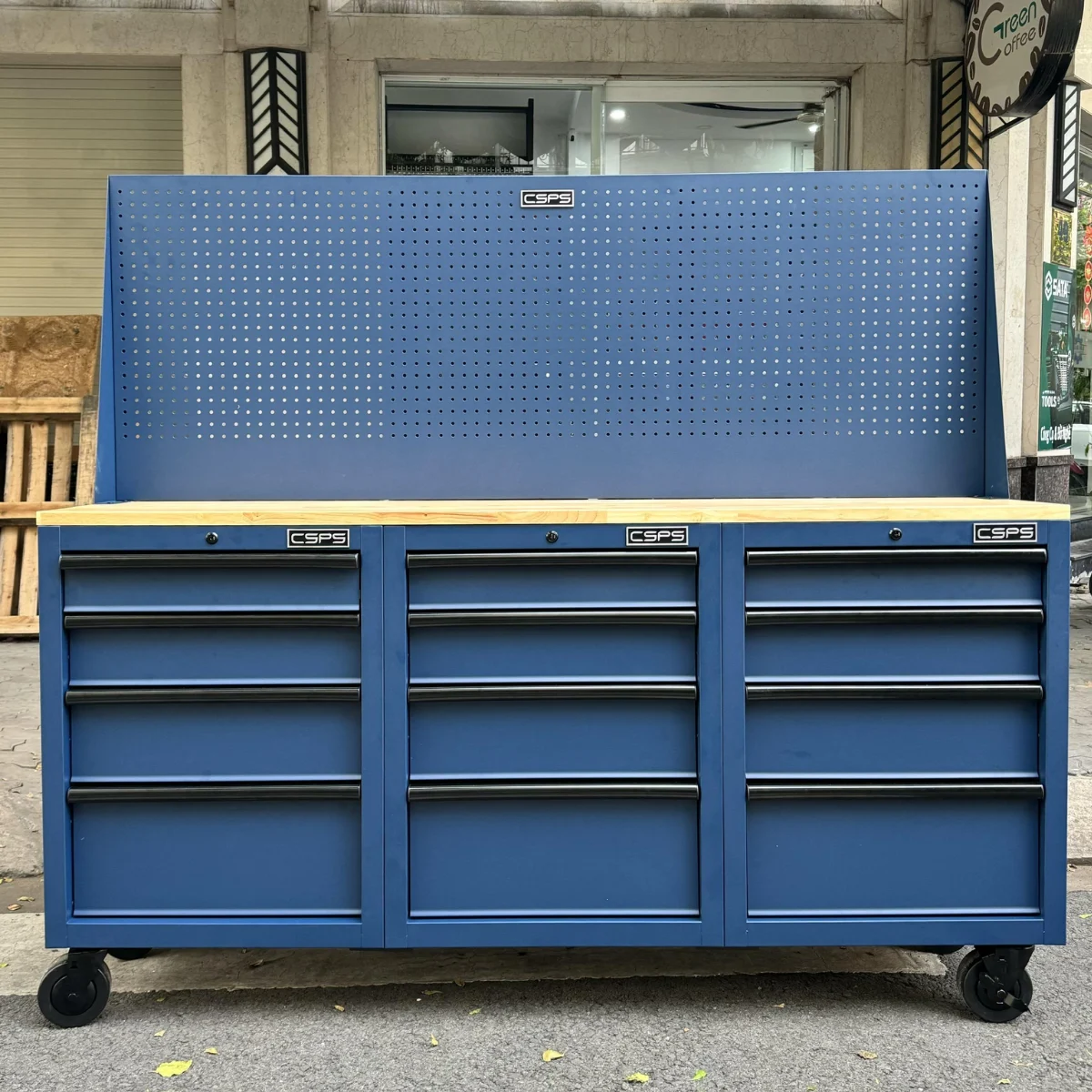 Ban nguoi co khi CSPS 183cm 3 tu 12 hoc keo kem vach pegboard 2 Bàn nguội cơ khí CSPS 183cm, 3 tủ 12 hộc kéo kèm vách Pegboard - Ảnh 21