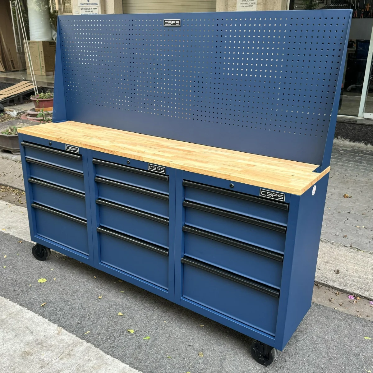 Ban nguoi co khi CSPS 183cm 3 tu 12 hoc keo kem vach pegboard 3 Bàn nguội cơ khí CSPS 183cm, 3 tủ 12 hộc kéo kèm vách Pegboard - Ảnh 20